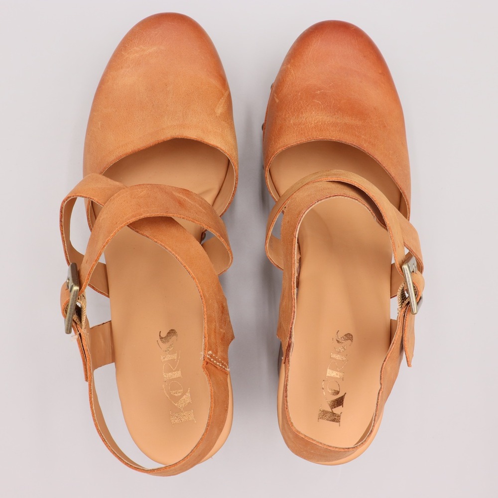Korks Abloom Strappy Platform Slingback Pump Platform Clogs Size 11M Tan Studded - Picture 8 of 9